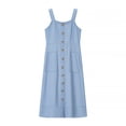 thumbnail image 6 of New women's denim midi dress with spaghetti straps and backless design, elegant and suitable for commuting., 6 of 6