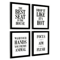 Excello Global Products Framed Wooden Bathroom Humor Signs : Decor for Home, Restaurant, or Business - 8x10 Inches - Ready to Hang - (Pack of 4, Assortment 3) - EGP-HD-0368B