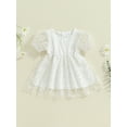 thumbnail image 2 of Suealasg Baby Girls Summer Dress Short Sleeve Crew Neck Floral Tulle Dress 3 6 12 18 Months Infant Girls Princess A-line Dress, 2 of 7