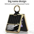 thumbnail image 2 of Weave Pu Leather Eelectroplated Phone Case Compatible With Samsung Galaxy Z Flip 4 With Ring Stand, 2 of 3