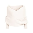 thumbnail image 4 of GigrtiJin Women Fall Winter Sweater Long Sleeve off Shoulder V Neck Knit Cropped Sweaters Top Wrap Shawl Warm Blouse, 4 of 5
