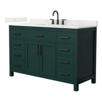 Beckett 54" Green Single Vanity & Giotto Quartz Top (3-Hole) & Black Trim
