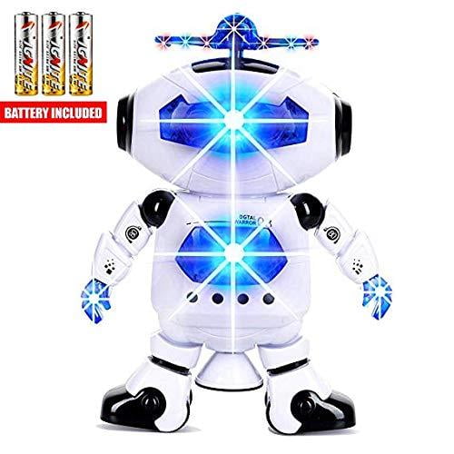 Interactive Robot with Led Eyes Toy For Kids Walks Talks Dance Fires Soft Discs 