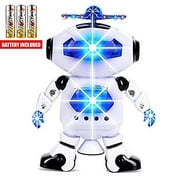 Toysery Electronic Walking Dancing Robot Toy with Music Lightening (White and Blue)