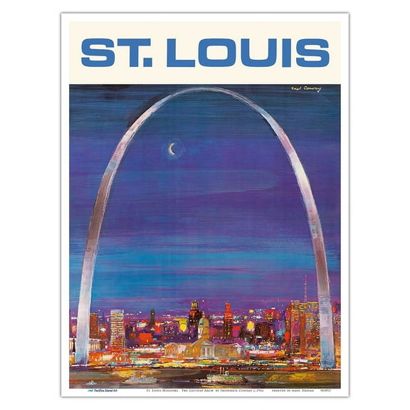 St. Louis Missouri - Gateway Arch - Vintage Airline Travel Poster by Frederick Conway c.1966 - Master Art Print (Unframed) 9in x 12in