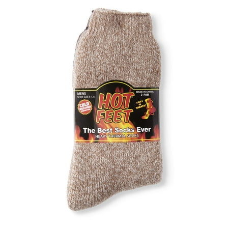 Hot Feet Men's Thermal Crew Socks 2-Pack (Best Socks For Cold Sweaty Feet)