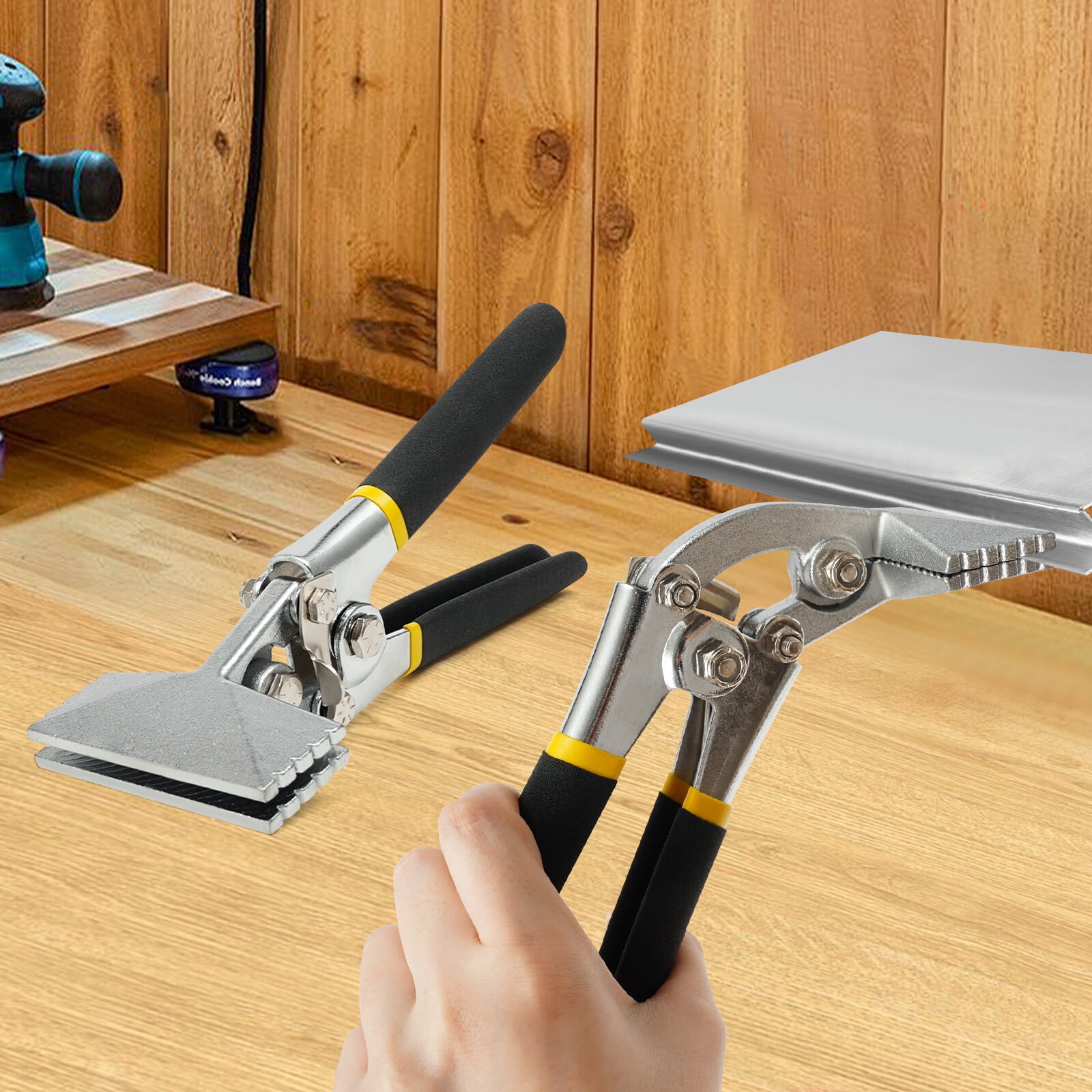 45# Steel Bending Pliers, 2Pcs Metal Mixing Pliers 75mm Straight and Elbow Hand Jaw Sheet Metal Bender Tools Flat Jaw Welding Welder's Pliers for Bending Flattening Sheet Metal