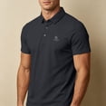 thumbnail image 5 of hoksml Men's Short Sleeve Collared Shirt 3 Button Collared Solid Breathable Regular Fit Golf Top for Business Daily Vacation Casual Wear, 5 of 7