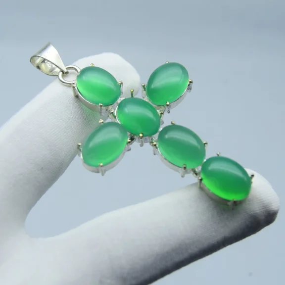 Green Onyx Gemstone Handmade 925 Sterling Silver Polished Jewelry Pendant Size-2.5"