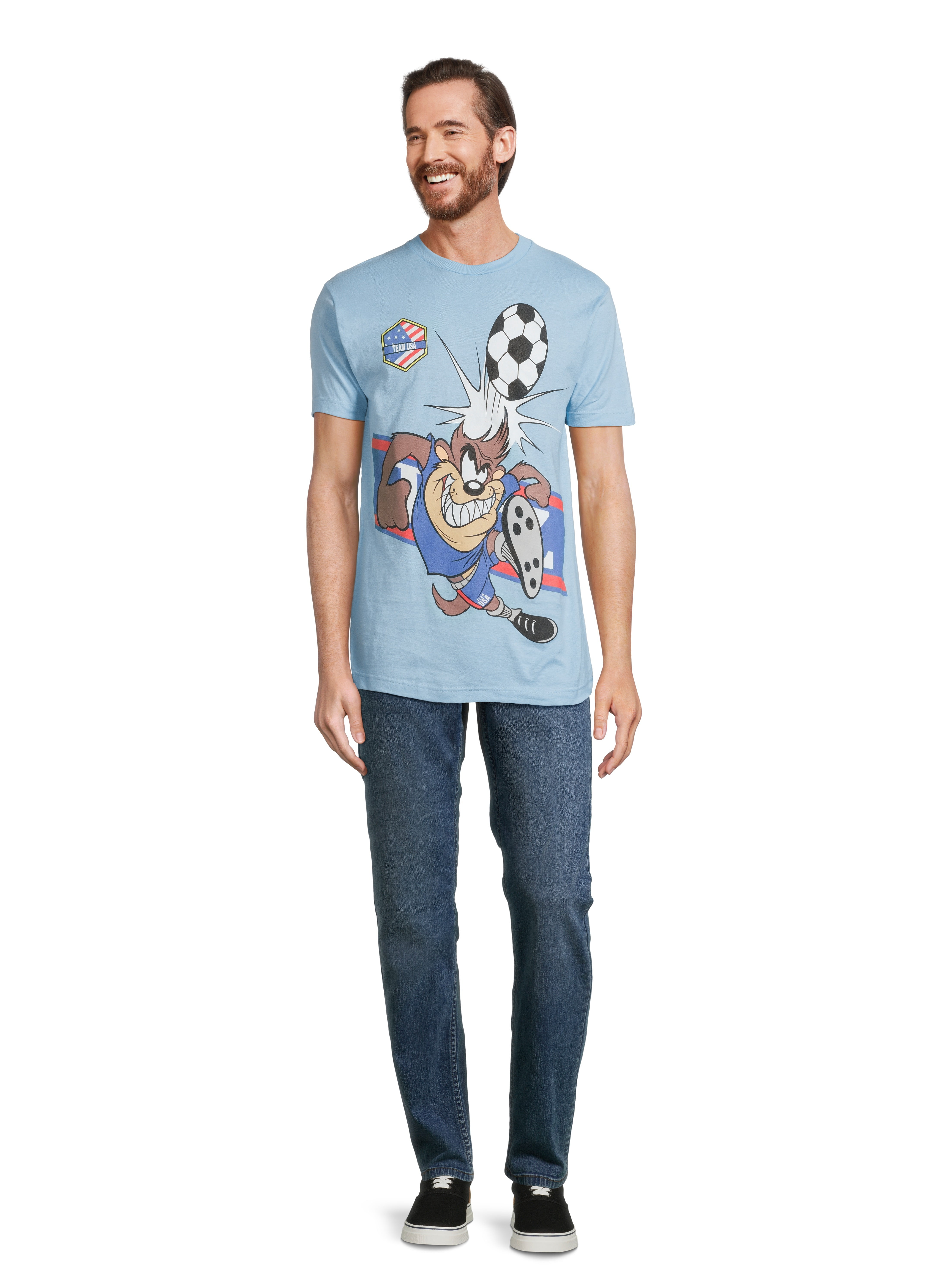 Looney Tunes x Team USA Men's & Big Men's Soccer Taz Graphic Tee Shirt, Sizes S-3XL
