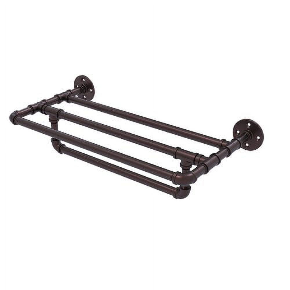 Allied Brass Pipeline 30'' Wall Mounted Towel Shelf with Towel Bar in Satin Nickel - image 2 of 7