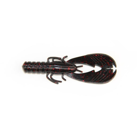X Zone 15911 3.25" Muscle Back Finesse Craw, Black Red Flake, 8Pk, Muscle Back Finesse Craw, Blac