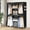 Black, variant on HONEIER Portable Wardrobe Closet Storage Organizer Rack with 4 Hanging Rods, 4 Shelves, 4 Side Pockets and Cover, 56.3x 73.6x 17 Inch, Large Capacity for Bedroom, Living Room, Sturdy, Grey/Black