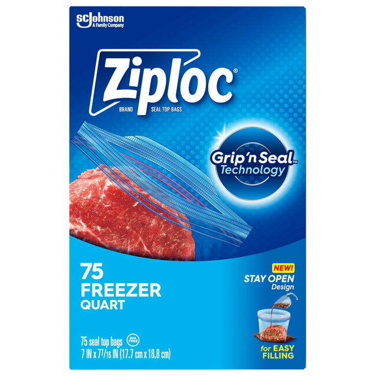 Ziploc® Brand Freezer Bags with Grip 'n Seal Technology, Quart