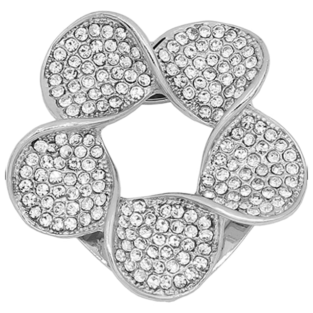 Brooch Pin Flower Twist Shape Sparkling Rhinestones Imitation Pearls Decor Scarf Buckle Sweaters Collars Hats Bags Coats Scarves Accessory