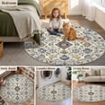 thumbnail image 6 of 4ft Washable Round Rug, Boho Non-Slip Circle Area Rug for Living Room Bedroom, Retro Indoor Floor Mat for Home Decor, 6 of 9