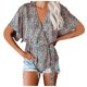 thumbnail image 1 of Top de cárdigan de manga corta con estampado informal suelto de moda para mujer con correas Pompotops  qwe20544, 1 of 6