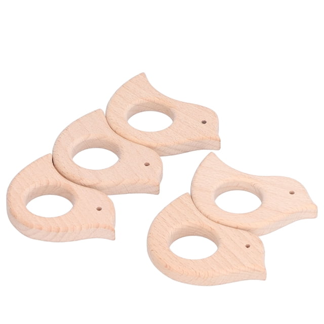 5Pcs Forma de Pájaro Lindo Mordedor para Bebés Alivio del Dolor Juguetes de Madera para la Dentición del Bebé Juguetes de Sonajero de Madera Juguetes para Mordedores para Bebés DIY Ni?os Peque?os Coll Amonsee No