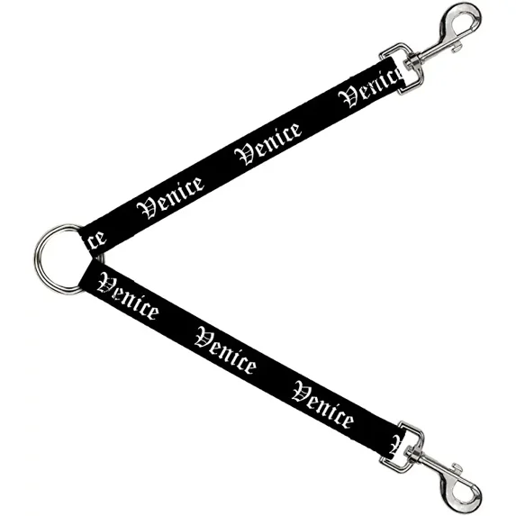 Dog Leash Splitter Venice Old English Black White 1 Foot Long 1 Inch Wide
