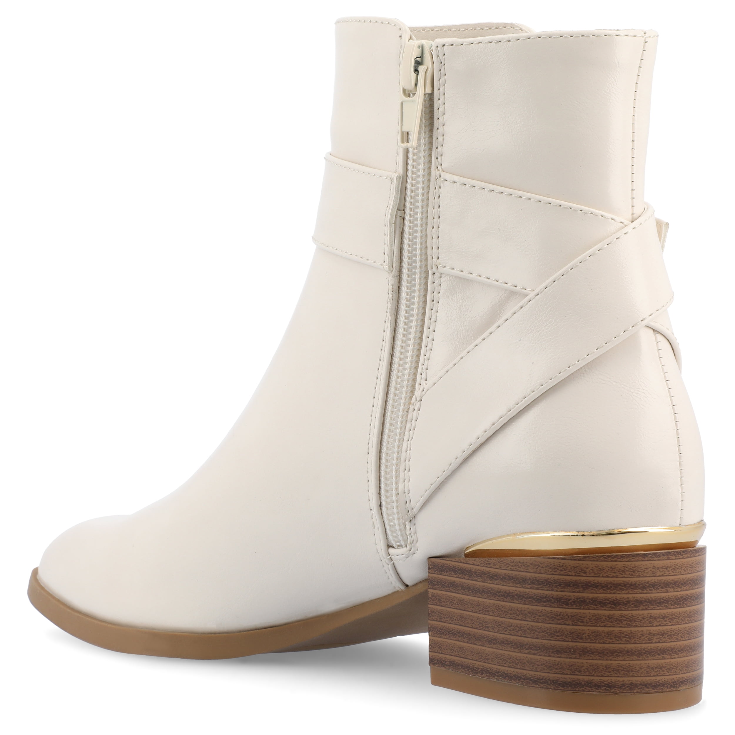Journee Womens Elley Stacked Block Heel Square Toe Booties