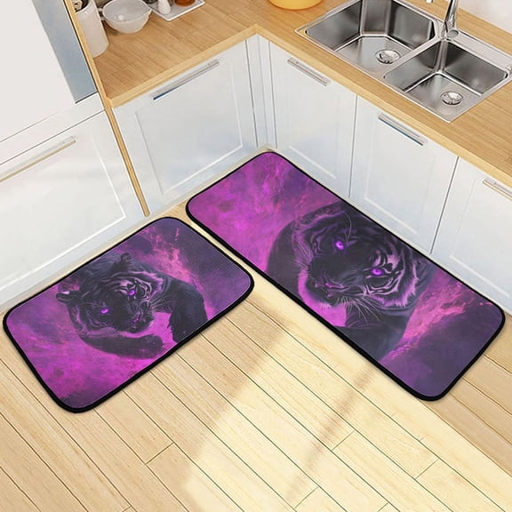 Fierce Tiger Kitchen Mats Non Slip Standing Desk Mat Runner Rug Washable Kitchen Rugs for Floor 2PCS
