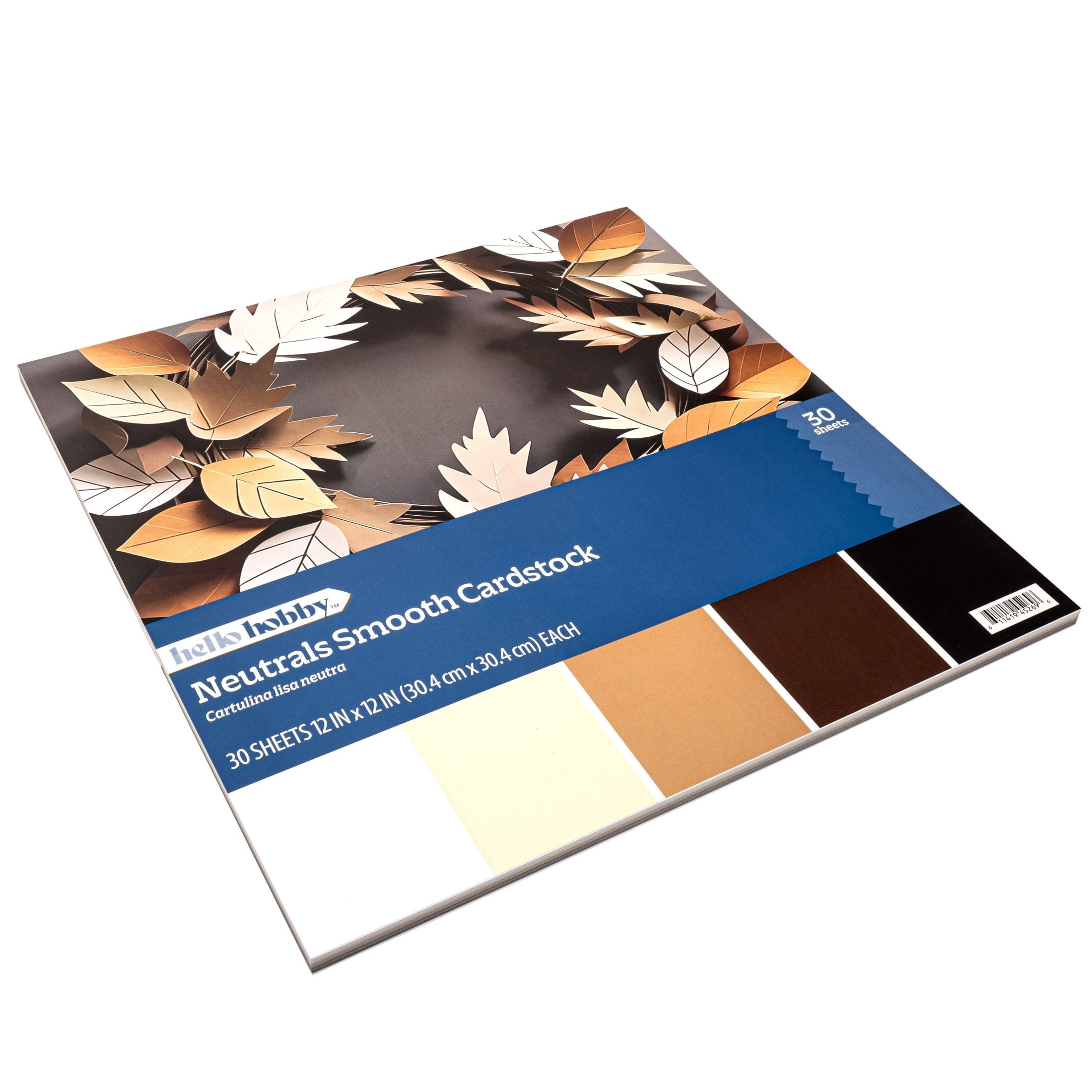Hello Hobby Cardstock Premium Neutrals Smooth- 12 x 12 inch 30 pack - 5 Colors