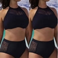 thumbnail image 4 of Traje de baño de talla grande para mujer, conjunto de Bikini con cuello Halter, sujetador Push Up, traje de baño de cintura alta, 4 of 4