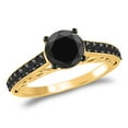 thumbnail image 2 of Mauli Jewels Women's 1.25 Carat Black Diamond Black Rhodium Plated Engagement Ring in 10K Yellow Gold, 4-Prong Setting, 2 of 5