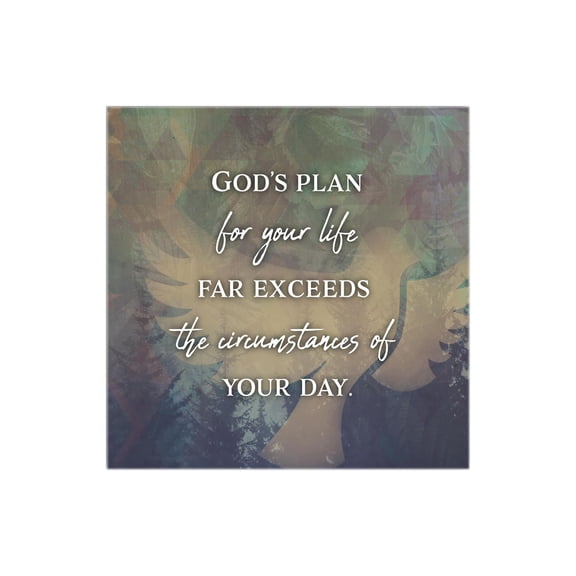 His Plan Far Exceeds Green Geometric Dove 12 x 12 Wood Wall Sign Plaque