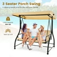 thumbnail image 5 of Gymax 3-Seat Outdoor Converting Patio Swing Glider Adjustable Canopy Porch Swing Beige, 5 of 10