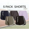 thumbnail image 2 of Essential Elements Womens Active Shorts - Athletic Drawstring Gym Shorts for Yoga, Workout, Exercise, Running, Training 5-Pack Large, Set B, 2 of 7