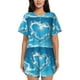 thumbnail image 1 of Balery Heart Shaped Cloud Conjunto de Pijama para Mujer con Estampado, Dos Piezas de Manga Corta y Shorts, Ropa de Dormir Suave con Cuello Redondo y Bolsillos-Small, 1 of 6