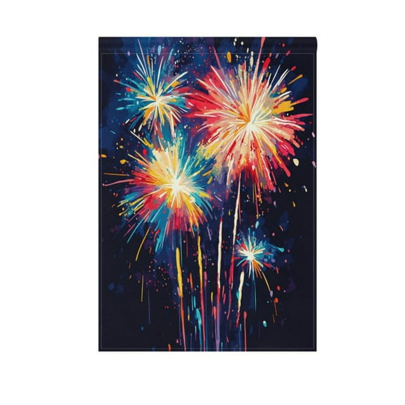 Figure Of Colorful Fireworks Garden Flag Double Sided Outdoor Banners Yard Flags for Garden Home Holiday Decorations