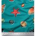 thumbnail image 1 of Soimoi Green Cotton Jersey Fabric Gemstone,Seashell & Starfish Ocean Print Fabric by the Yard 58 Inch Wide, 1 of 1