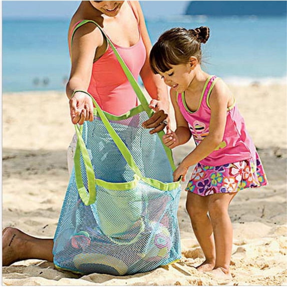 Children Beach Travel Out Toys Storage Bag Tote Kids Folding Sand Away Mesh Net Bath Bag Handbag for Family activities