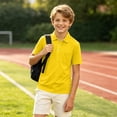 thumbnail image 5 of Boys' School Uniform Short Sleeve Polo Shirt Button Closure Moisture Wicking Performance Material, 5 of 7