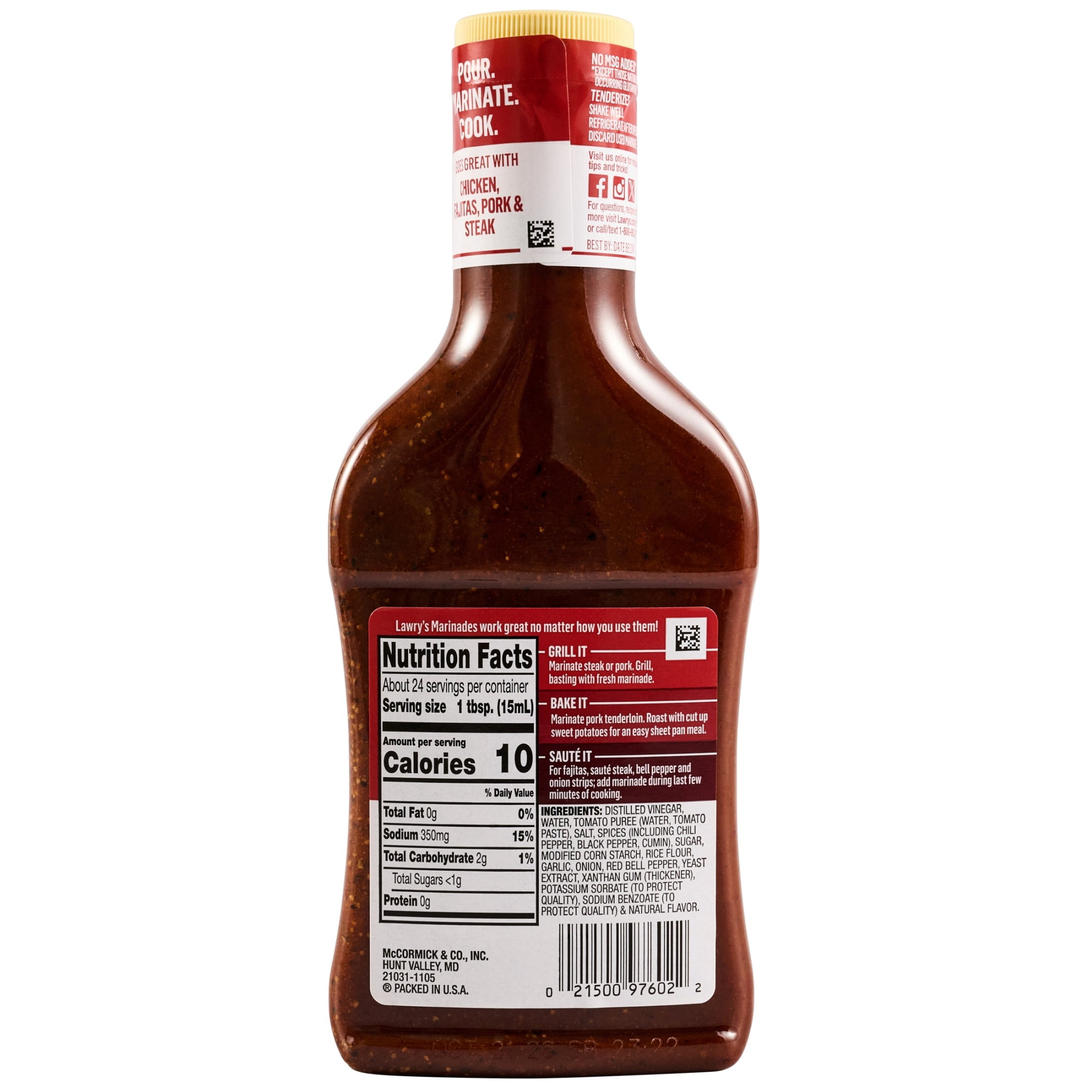 (6 pack) Lawry's Signature Steakhouse Marinade, 12.0 fl oz Bottle