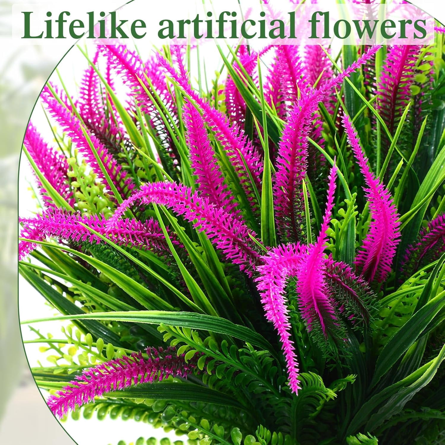 12 Bundles Artificial Plant Flowers for Outdoors - UV Resistant Fake Plastic Greenery Shrubs Faux Plants - Indoor Outside Garden Window Box Planters Porch Home Indoor Decoration