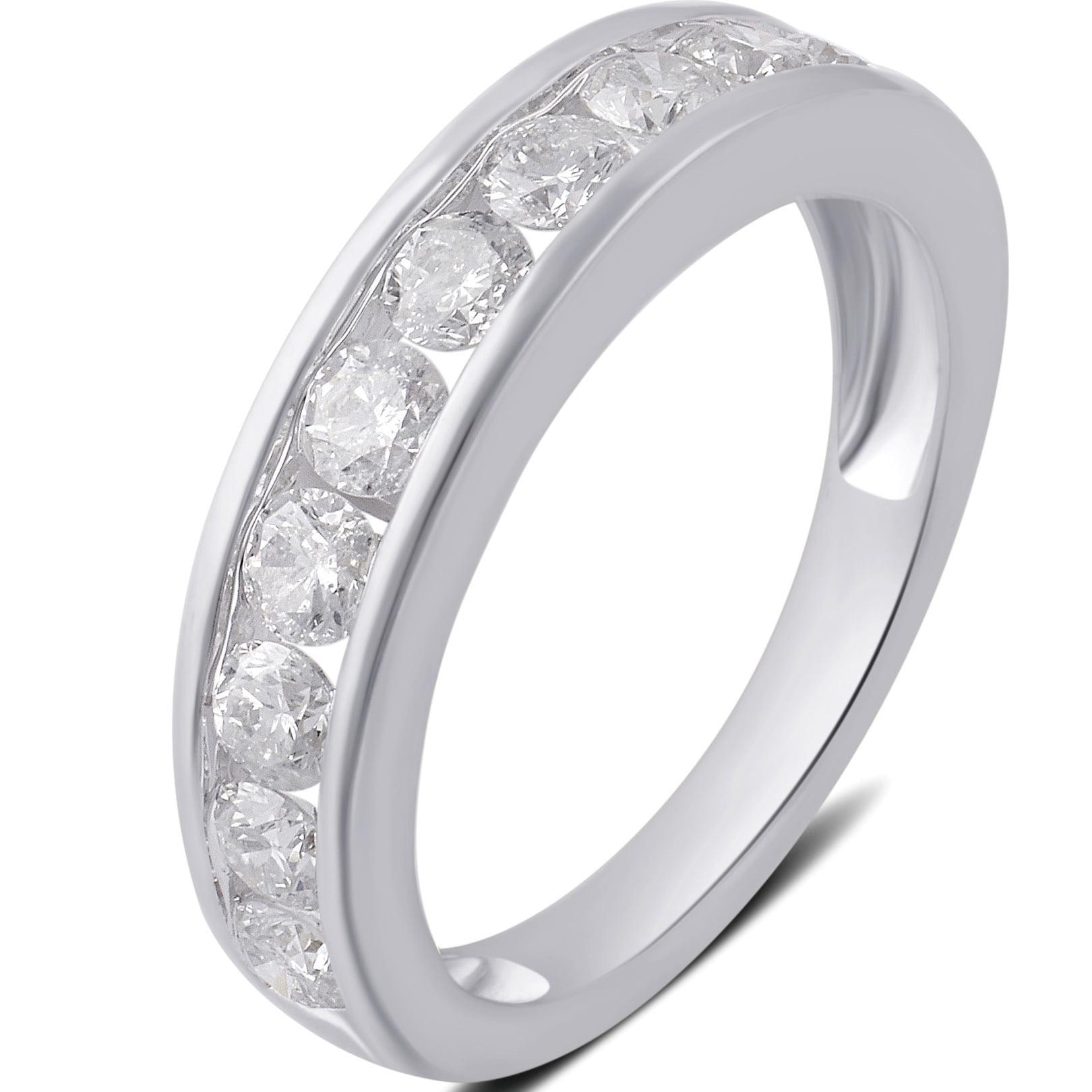 1 1/2 Carat T.W Round Diamond 10K White Gold Diamond Wedding Band