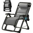 thumbnail image 2 of ABORON Zero Gravity Chair, Reclining Lounge Chair with Removable Tray for Indoor and Outdoor, Ergonomic Patio Recliner Folding Reclining Ice Silk Chair, 2 of 10