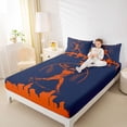 thumbnail image 4 of Homewish Navy Orange Baseball Queen Sheet Sets for Teens, Vintage American Sports Flat Sheet, Cartoon City Print Queen Fitted Sheet, Super Cozy Room Decor, 4 Pieces, 4 of 7