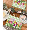 thumbnail image 4 of Easter Placemats Set of 4, Tulip Green Buffalo Plaid Placemat for Dining Table Decorations, Spring Flower Floral Place Mats, Spring Table Mats for Kitchen Dinner Seasonal Holiday Party Decor, 4 of 6