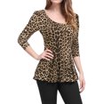 thumbnail image 1 of Camisa Peplum Estampada Con Cuello Redondo Y Mangas Largas De Leopardo Para Mujer Marrón S Allegra K, 1 of 7