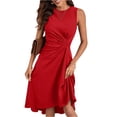 thumbnail image 3 of UDAUDU Cocktail Dresses for Women 2026 Elegant Sleeveless Ruched Waist Flowy A Line High Low Midi Summer Party Dress Red M, 3 of 8