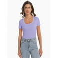 thumbnail image 2 of Women's T Shirts Short Sleeve Scoop Neck Basic Going Out Tops Fashion Slim Fit Tee, 2 of 6