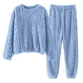 thumbnail image 6 of Cyglowse Winter Warm Pajamas for Women Set 2 Piece Fluffy Fleece Long Sleeve Cozy Loungewear Set Soft Casual Sleepwear Outfit Blue One Size, 6 of 6