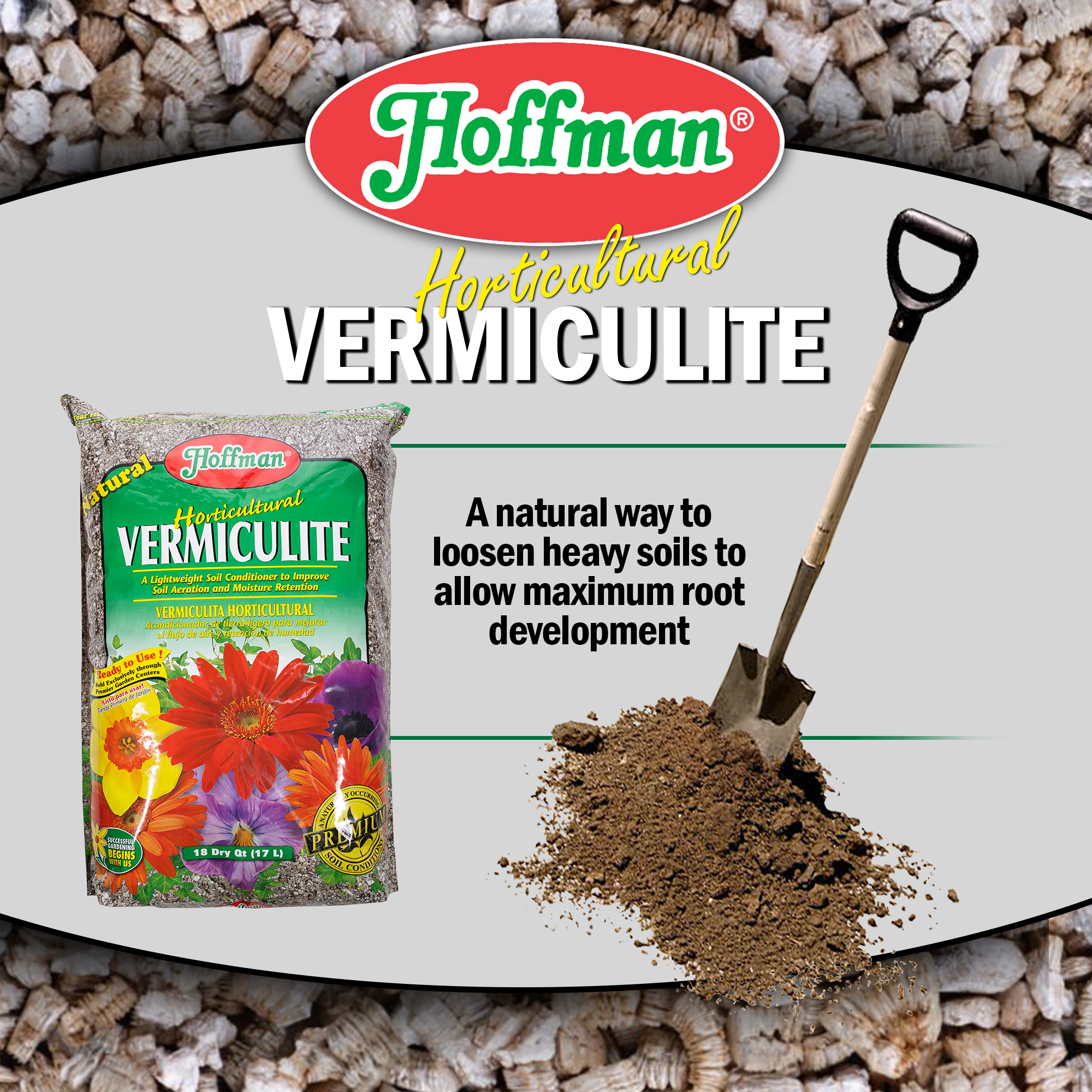 Hoffman Horticultural Vermiculite Lightweight Garden Soil Conditioner for Aeration and Moisture Retention, 18qt