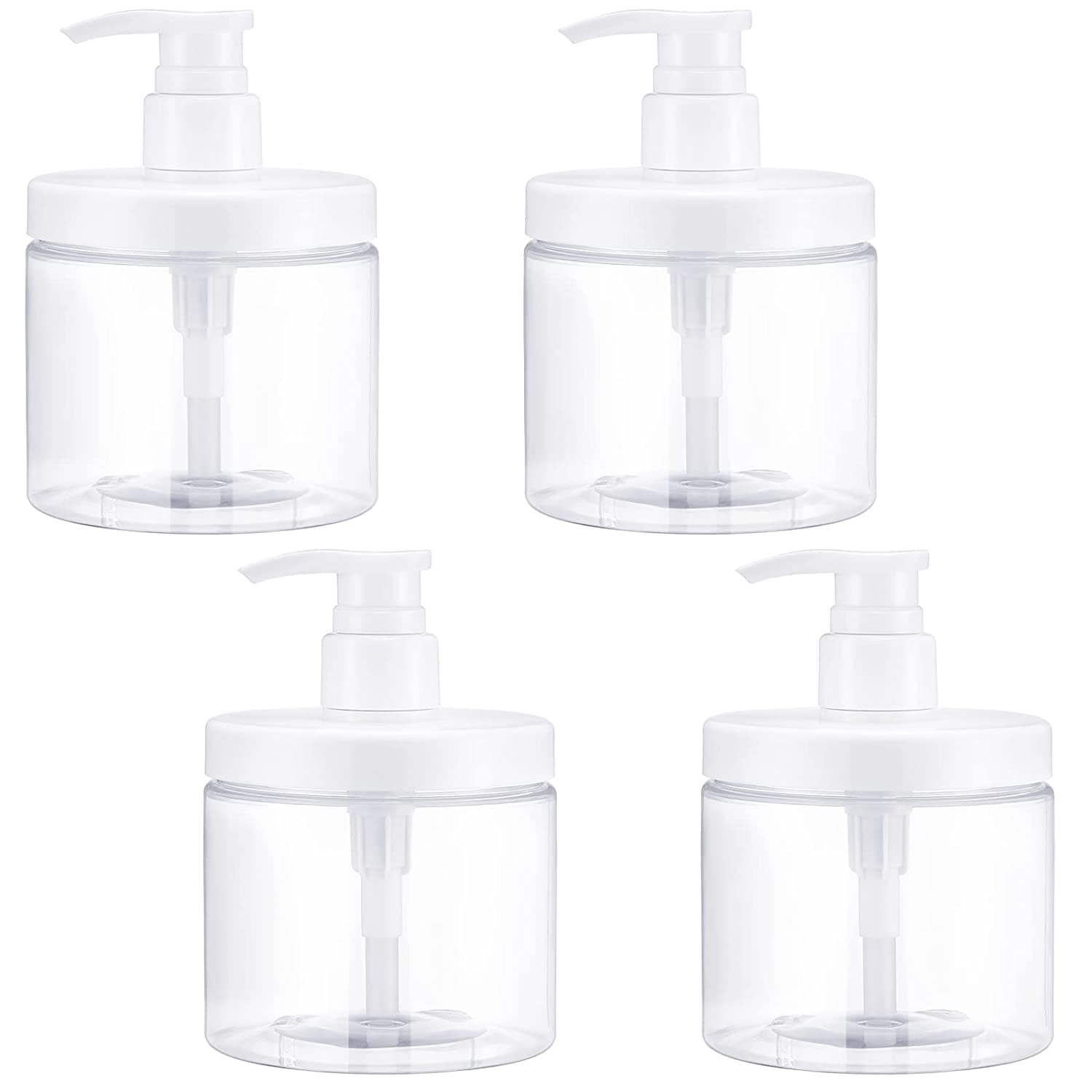 4 Pieces Pump Bottles Clear Plastic Pump Bottle Dispenser 500 ml Shampoo and Conditioner