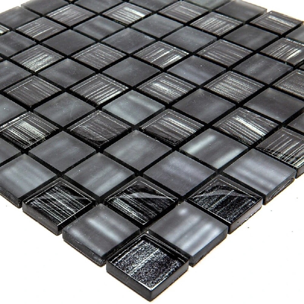 Apollo Tile   5 pack 11.3-in x 11.3-in Gray and Silver Polished and Matte Finished Glass Mosaic Tile (4.43 Sq ft/case)
