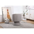 thumbnail image 3 of Swivel Barrel Chair, Modern Round Swivel Accent Chairs with Pillow, 360 Degree Comfy Teddy Fabric Accent Chair Small Single Chair Armchair for Living Room Bedroom (Gray), 3 of 9